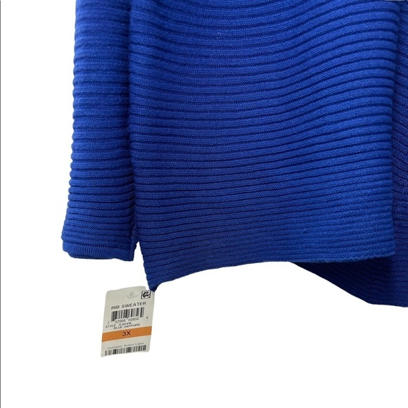 NWT Alfani Blue Scoop Neck Ribbed Top 3X - Picture 5 of 6